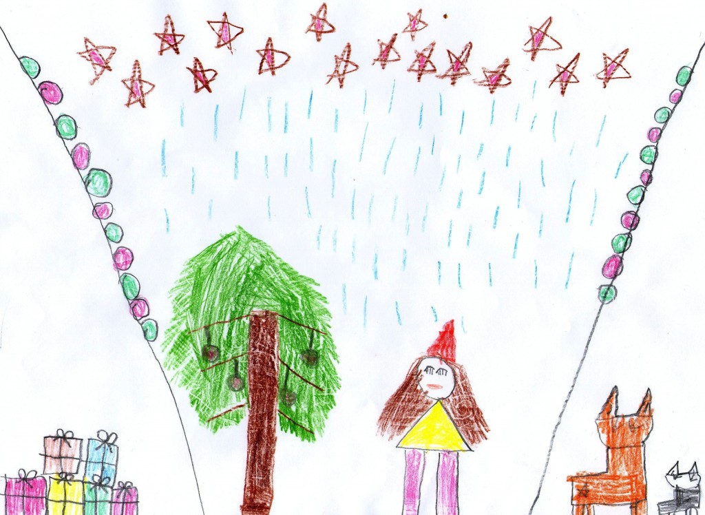 "Üks päkapikk peab õues loomadega pidu" Getter Kallas, 6. aastane